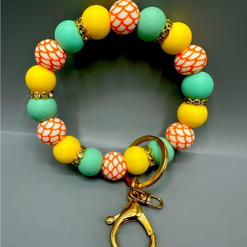 Silicone Decorative Wristlet, Hands Free Bracelet, Pine Cone Pattern, Summer